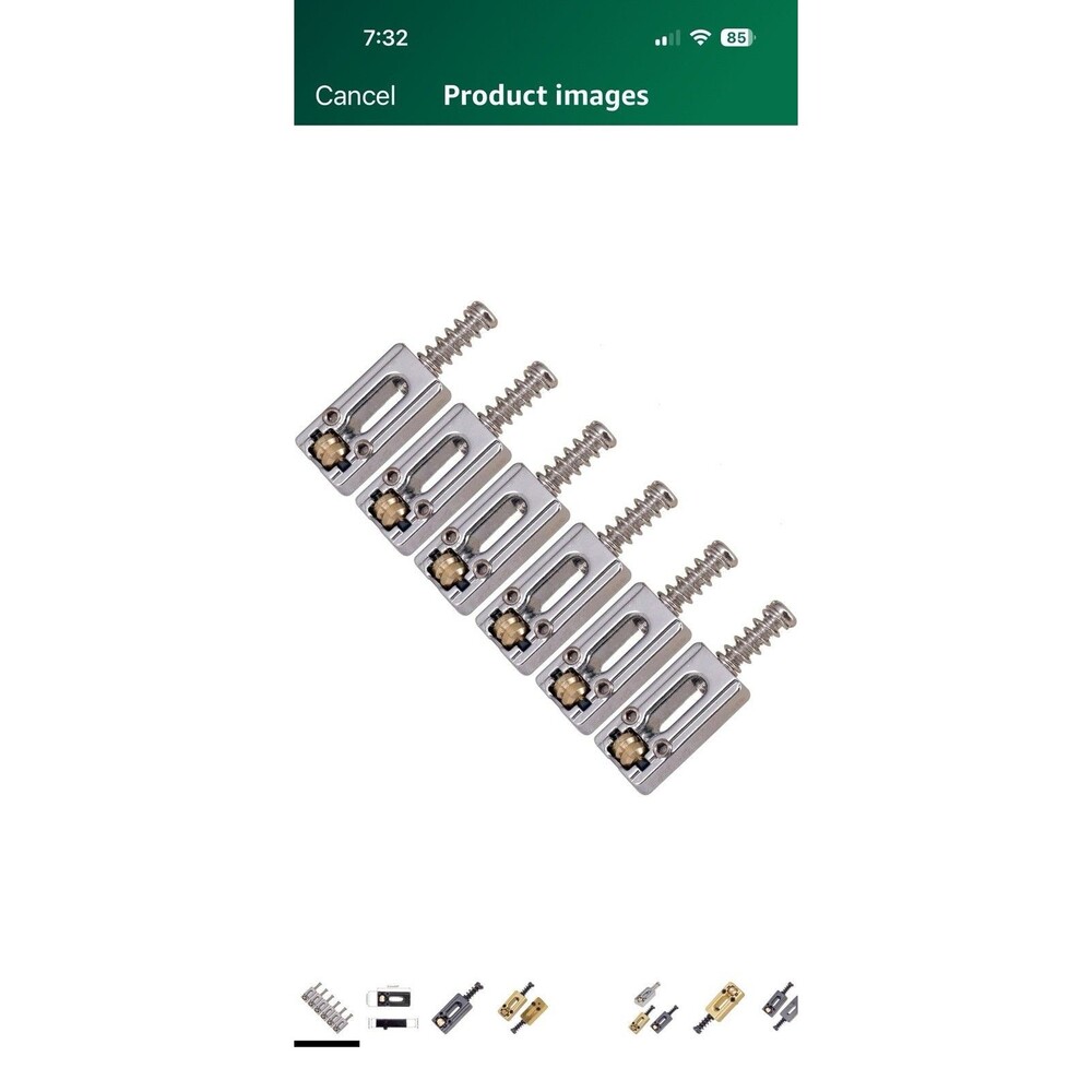 6 Pcs Electric Guitar Tremolo Bridge 6 String Guitar Bridge Roller Silver